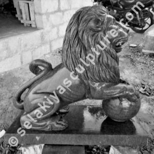A stone statue of a lion.